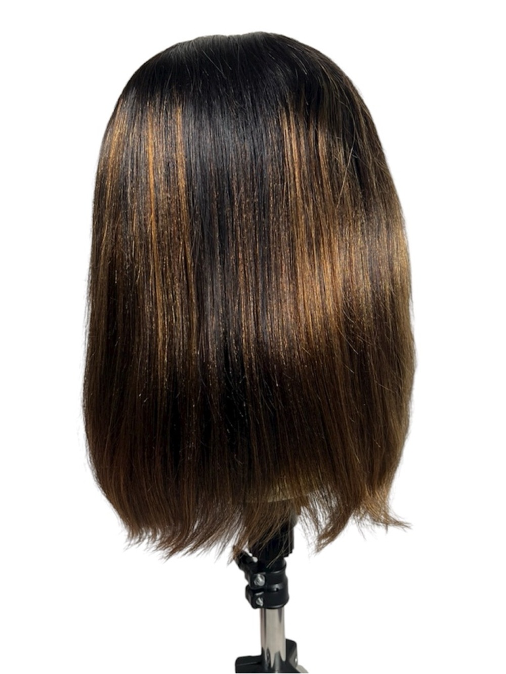 UNICE Brown Ombre Balayage Human Hair Yaki Straight Bob 14 Inch Wig